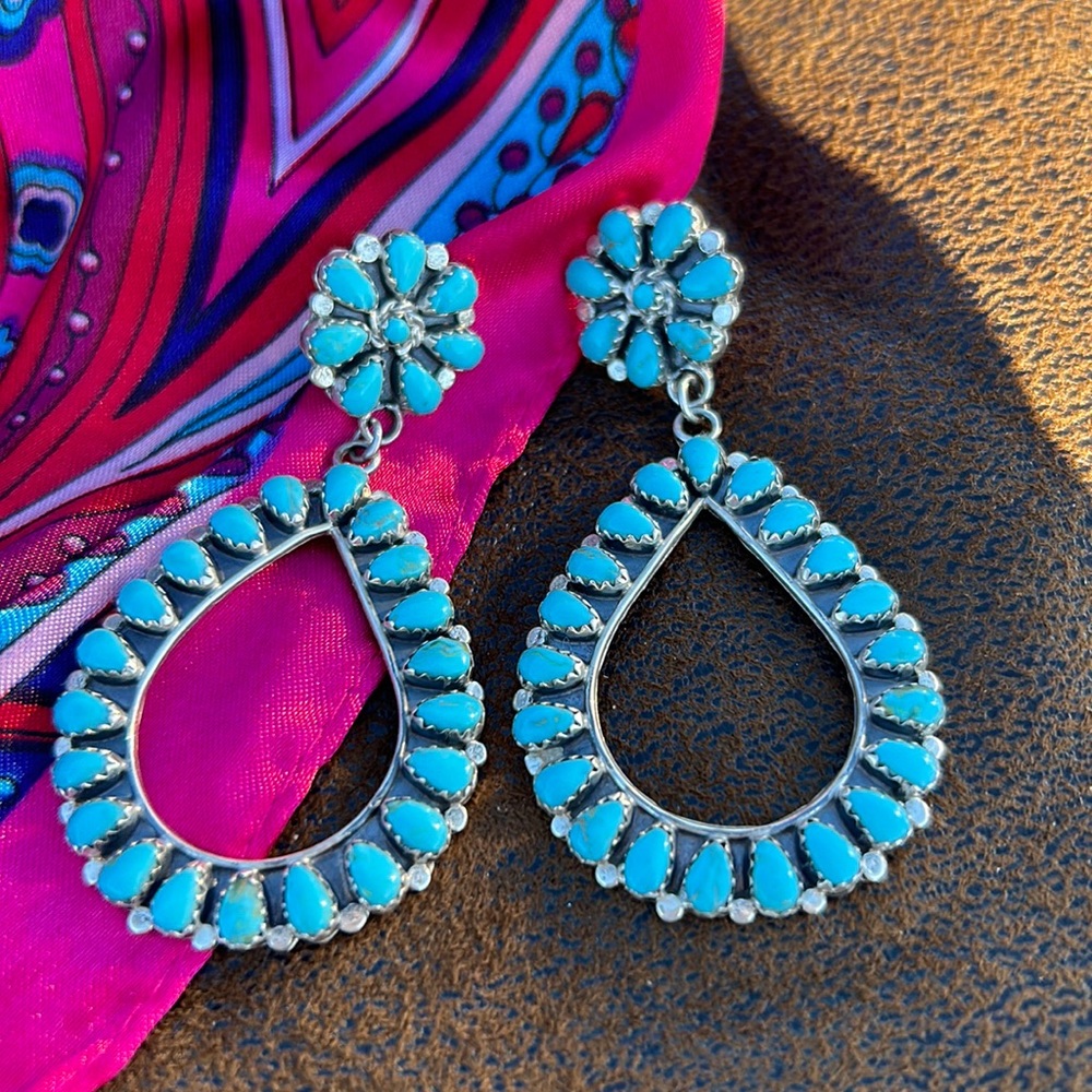NWT Navajo Handmade Turquoise Silver Earrings